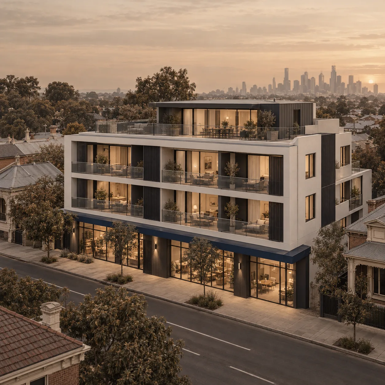 Architectural illustration — Ivanhoe mixed-use apartments